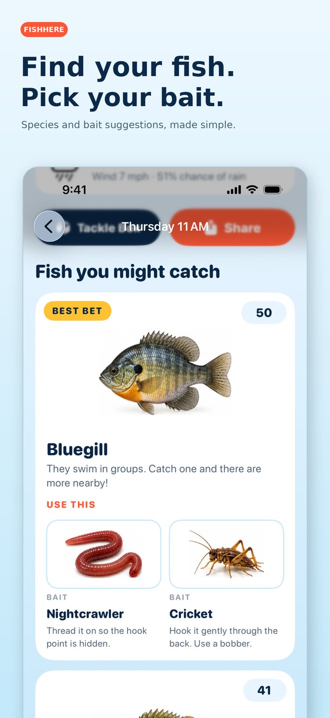 Fish you might catch: Bluegill with nightcrawler and cricket